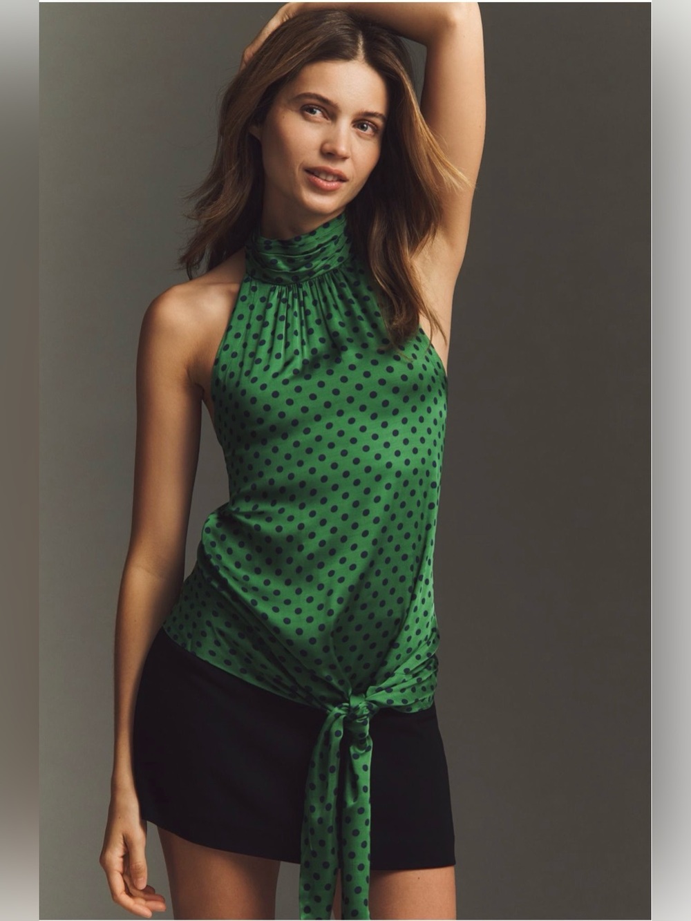 Anthropologie Maeve Silken Halter Tie Top